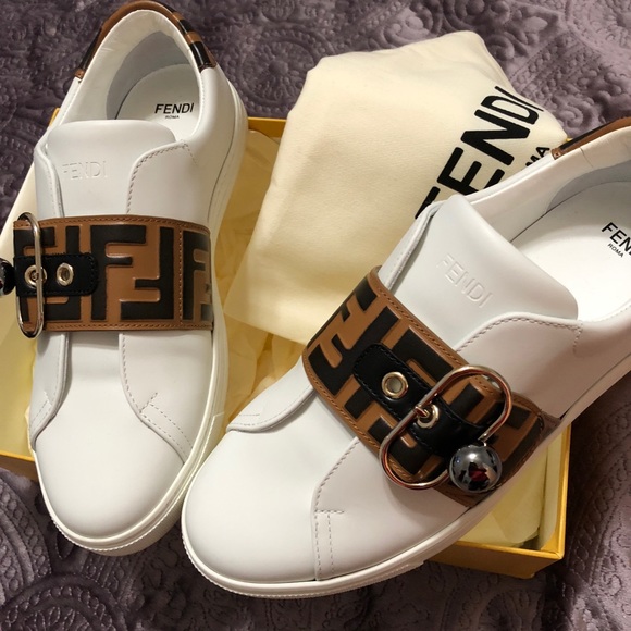 fendi white leather sneakers